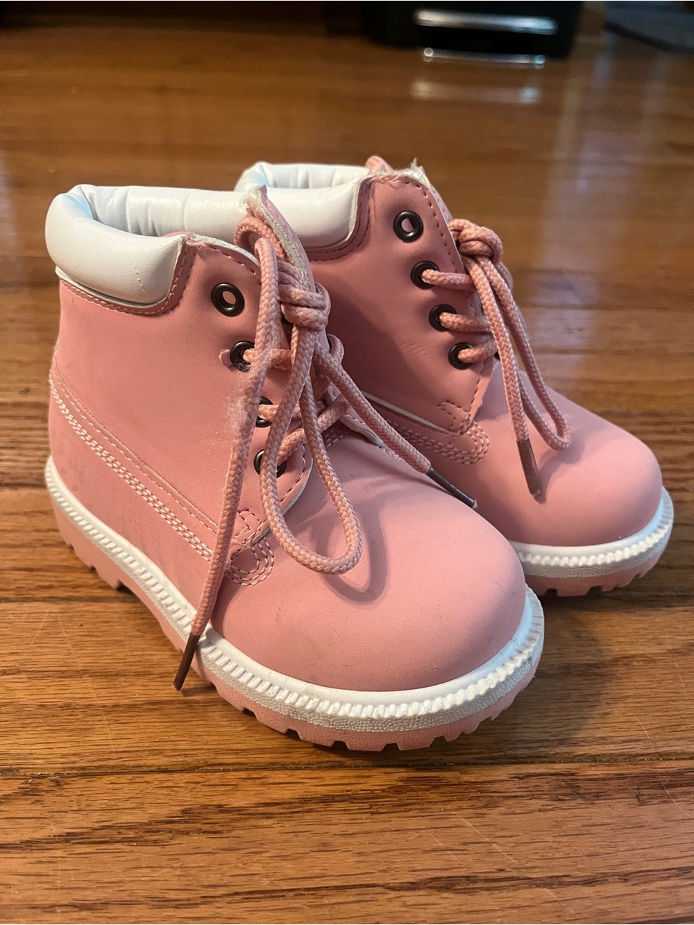 Kids Pink Lace-Up worker Boots